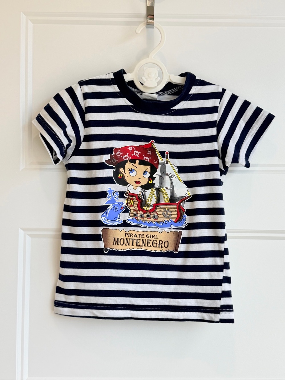 Kids Navy & White Striped Pirate Girl Tee - Montenegro Graphic